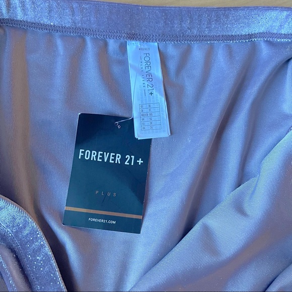 NWT Forever 21 Plus Crushed Velvet Strapless Bodysuit Lavender Silver Sparkles - Picture 4 of 7